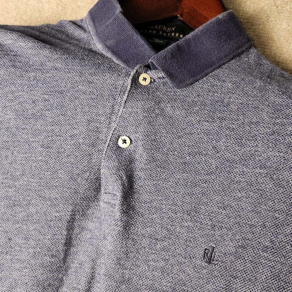 Lauren Ralph Lauren Polo Mens Medium Blue Navy Cotton Pique Short Sleeve RL Logo